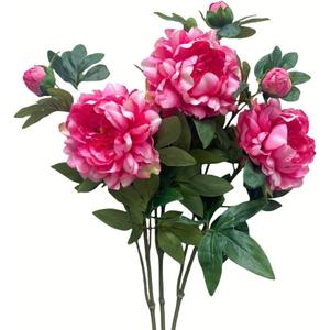 Peonies Artificial Flowers,Silk Flowers with Stems,Winter Flowers Artificial for Decoration,Long Stem Artificial Flowers for Tall Vase,Wedding Table Centerpiece Party Decor (3, Deep Pink)