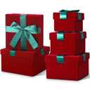 5 Pcs Christmas Nesting Gift Boxes with Lids Velvet Square Assorted Sizes Small Favor Boxes for Gift Decorative(Red)