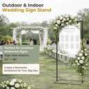 Wedding Welcome Sign Stand, 67" Tall Height - Black Metal Sign Holder with 6 Leather Straps, Easel Stand for Seating Charts & Event Décor