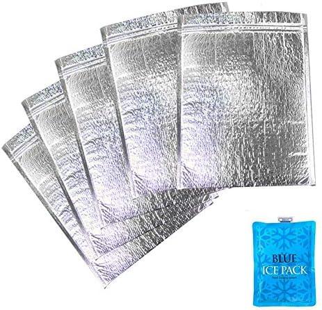 With Molly Insulated Easy Zip Lock Resealable Aluminum Bag with ice pack Lunch Bag Sandwich Bag Hot & Cold Pouch Reusable Thermal Picnic Bag (6 x 10 Inch), 3 Pack