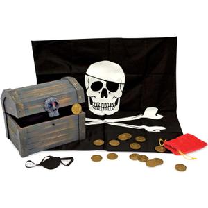 Melissa & Doug Wooden Pirate Chest Pretend Play Set