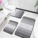 OLANLY Bathroom Rugs Sets 3 Piece, Soft Absorbent Microfiber Bath Mats and U-Shaped Contour Toilet Rug, Plush Shaggy Bath Mat Set for Bathroom (36"x24"+24"x16"+24"x20", Grey)