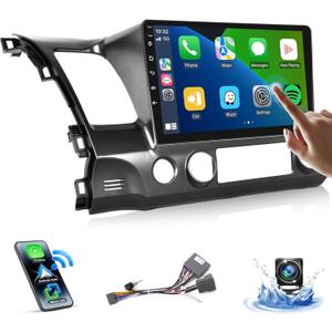 Upgrades Stereo for Honda Civic 2006-2011 Radio Wireless Apple Carplay Android Auto Leadfan 10.1" IPS Touchscreen for Honda Civic Radio Android Headunit Display GPS WiFi FM Mirrorlink Rear Camera SWC
