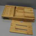 XcE Foldable Bamboo Bathtub Caddy Tray - Expandable to 41 Inches with Non-Slip Pads & Book Stand for Couples Luxury Bath