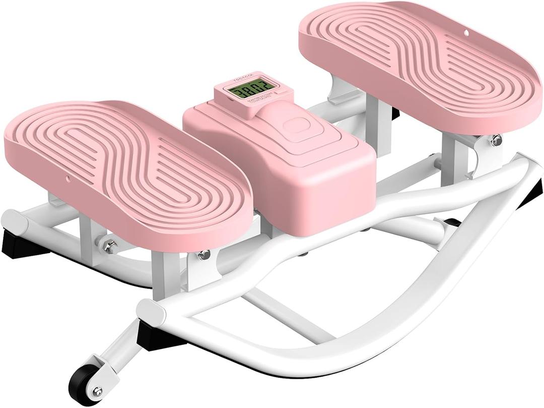 Rock Stepper Side to Side Exercise Machine, Rocking Stepper for Home Gym with LCD Display & Resistance Bands, Low-Impact Step Rocker Workout Equipment Supports 330 lbs
