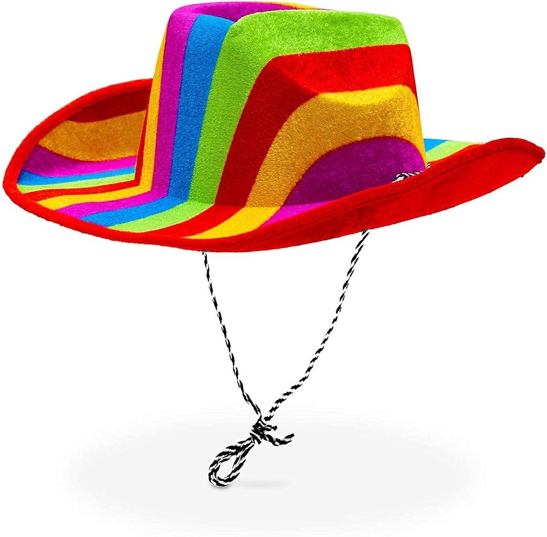 Zodaca Rainbow Cowboy Hat for Pride Parade, Costume Party and Birthday Celebration, Stylish, Festive, Fun One Size Fits Most Pride Accessories, Men and Women Cowboy Hat (Adults One Size)