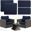 4Pcs Patio Cushion Covers Replacement, Couch Cushions Covers with Zippers, Waterproof Patio Furniture Cushion Slipcovers for Couches,Outdoor Patio Furniture (Navy Blue) (4 piece sets)