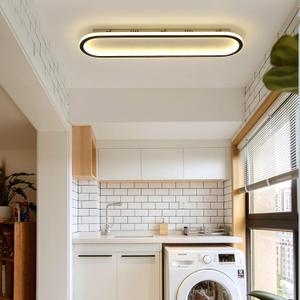 47" Flush Mount CeilingLight, Modern LED Hallway Light Fixture Dimmable CeilingLamp with Remote Control, Black Ceiling Lights for Bedroom/Balcony/Dressing Room, 3000k-6000k, 40-60W (49IN)