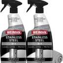 Weiman Stainless Steel Cleaner & Polish, 2 Pack, Anti Fingerprint Spray Stainless Steel Cloth, Water Spots & Grease, No Streaks or Residue, Safe for Metal Polish, Chrome, Appliances, Sinks & Grills