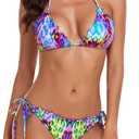 RELLECIGA Women's Wavy Bikini Set (Large, Purple Leopard)