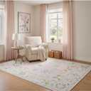 Oriental Weavers Addison ADD04 - Machine Washable - Flat Weave - Printed Area Rug - 3'3" x 5' - in Pink/ Green - Traditional Style, Nursery, Kids Room, Bedroom, Entryway