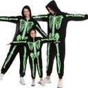 Spooktacular Creations Halloween Skeleton Costume, Family Matching Skeleton Costume for Halloween Cosplay Party (Small, Fluorescent Green)