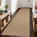 KOZYFLY Boho Runners for Hallways 3x10 ft Washable Kitchen Runner Non Slip Rubber Backed Hallway Rugs Cotton Entryway Runner Rug Floor Carpet for Indoor Hall, Backdoor, Kitchen, Tan/Orange/Brown