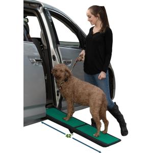 Pet Gear SupertraX Ramps for Dogs and Cats, Maximum Traction Surface, Portable/Easy-Fold (No Tools Required), Built in Handle for Travel, 5 Models, 42" L X 16" W, Supports 150 lbs, Emerald