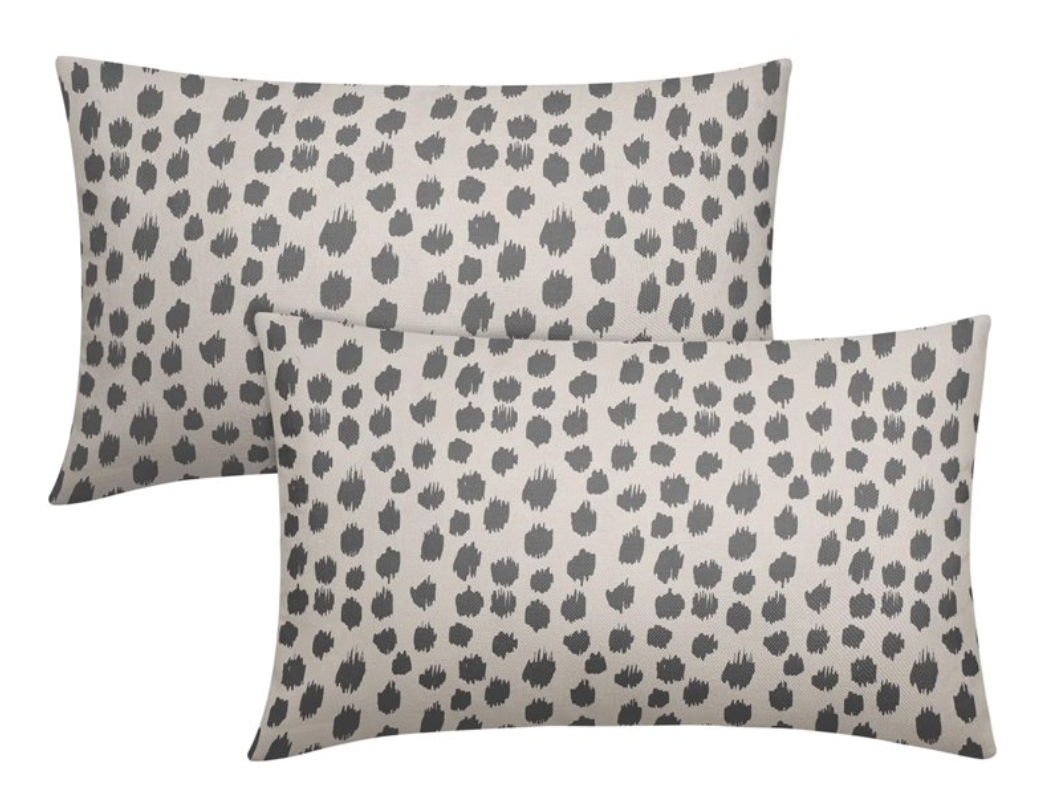 Grey Gray Cream Pillow Covers 12x20 Set of 2 Boho Design Polka Dot Throw Pillows Modern Brush Strokes Print Decorative Pillowcase Lumbar Cushion Cover Linen Case for Home Sofa Couch Bed