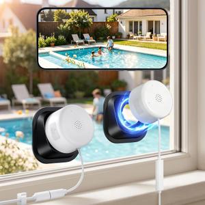 4MP/2K Window Camera for Home Security, 2 Pack No Drill 5G&2.4G WiFi Indoor Security Cameras, Outdoor Monitoring thru Glass, Blacklight Color Night Vision, 24/7 AI Human Detection, Apt. Easy Mag. Mount (White)