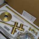 Freestanding Tub Faucet Floor Mount Tub Fillers, Senhozi Brushed Gold Free Standing Tub Faucets, Mixer Tap Two Handle Gold Freestanding Bathtub Faucet with Hand Shower, SE-3001-BG