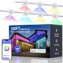 Fussion Permanent Outdoor Lights for House 200ft, IP68 Waterproof Outside Lights with 4 Control Methods, Smart RGB Eaves Lighting for Christmas All Holiday Decorations (White)