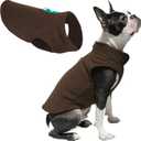 Gooby Fleece Vest Dog Sweater - Brown/Turquoise, Medium - Warm Pullover Fleece Dog Jacket with O-Ring Leash for Medium Dogs