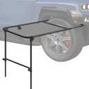 Pasimy Vehicle Tire Mounted Steel Camping Table Adjustable Travel Camping Table 40'' x 20'' x 33'' for Car Camping Picnic Camp Outdoor Cooking BBQ and Party Favor