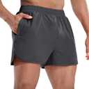 MIER Mens Athletic Running Shorts with Brief Liner 3 Inch Quick Dry Lined Shorts with Zipper Pockets for Gym Workout (X-Small, Dark Grey)