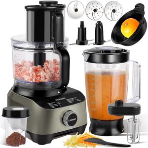 14 Cup Blender and Food Processor Combo for kitchen,large food processor for Vegetable Chopper, Blender, meat grinder, Mixing, Mincing, Slicing, Shredding, Purees & Dough Easy Clean for Home Use,600W