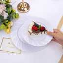 U-QE 100 Pieces White Plastic Plates - Premium White Disposable Plates for Wedding and Party Use Including 50PCS 9 '' Dinner Plate & 50PCS 6.5 '' Dessert Plate