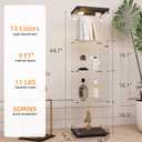 LFT HUIMEI2Y Glass Display Cabinet with LED Lights and Lock, 4-Shelf Curio Cabinets with Door, Tempered Glass Collection Display Showcase for Bedroom, Living Room 65x 17x 14.5 Black, 4 Shelf Single Door-LED
