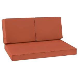 Favoyard Outdoor Loveseat Cushion Set 46 x 26 Inch Waterproof & 3-Year Fade Resistant Patio Furniture Cushions with Removable Cover, Ties and Hidden Zipper for Sofa Bench Couch Pads Set of 3, Spice