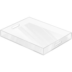 MAONAME Acrylic Serving Tray with Handles, 16"X12" Rectangular Clear Tray, Ottoman Decorative Trays, Coffee Table Trays for Countertop, Living Room, Office