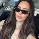 Retro Oval Cat Eye Sunglasses for Women Y2k Small Cateye Sun Glasses Womens Trendy 90s Designer Narrow Shades CS013 (Black Frame/Light Brown Lens)