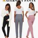 Sweetyweee 3 Pack Women's Maternity Pants, 3-Color, Large