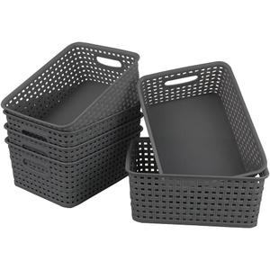 Anbers Small Plastic Storage Basket Pack of 6, Gray Pantry Storage Bins (Grey)