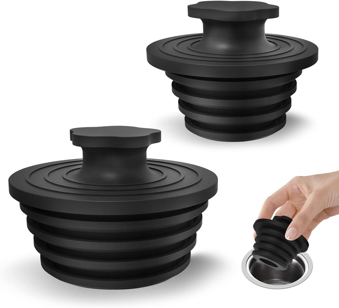 Bathtub Drain Stopper - 2 Pack Silicone Universal Shower Drain Cover, Tub Stopper Bathtub Drain for Bathroom, Tub, and Shower Drain - Easy Install Shower Drain (Black)