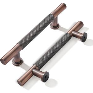 khtumeware 10 Pack 5 Inch(128mm) Drawer Handles Knurled Brushed Antique Copper Cabinet Pulls Kitchen Hardware (5 Inch Center to Center)