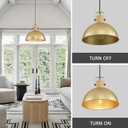 12 Inch Gold Pendant Lights Hammered Matte Pendant Lights for Kitchen Island Industrial Farmhouse Adjustable Height Dome Hanging Light Fixtures for Barn, Dining Room 3 Packs