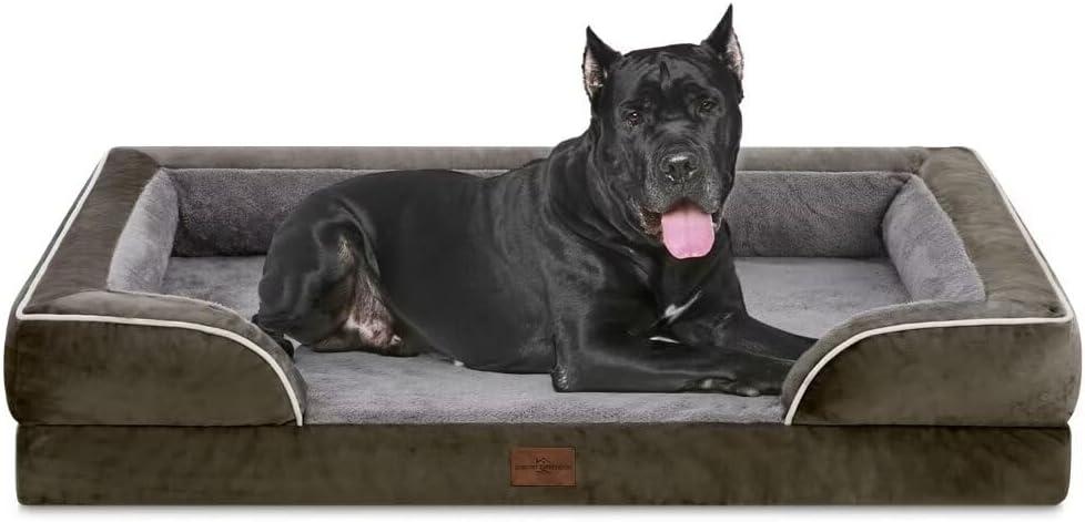 Comfort Expression XXL Orthopedic Dog Bed for Extra Large Dogs, Waterproof Orthopedic Foam Dogs Beds, Washable Dog Sofa Bed with Non-Slip Bottom & Removable Cover(XX-Large,Dark Green) (53.0"L x 42.0"W x 9.5"Th)