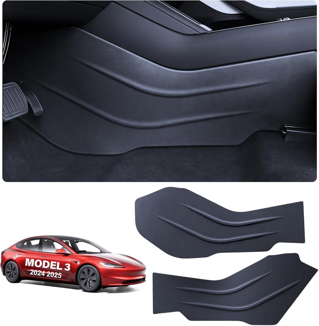 2025 Tesla Center Console Anti Kick Pad Protector Model 3 2024 Highland 2Pcs TPE Seat Anti-Dirty Mat Waterproof Dust Resistant Protector Cover Leather Pad Model 3 Accessories