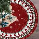 Christmas Tree Skirt 48 Inches, Red and Green Xmas Tree Mat with Winter Snowflake for Christmas Decorations Holiday Party Indoor Outdoor Home Decor (Red and Green)