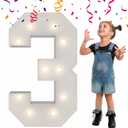 3FT Light Up Numbers Letters, Mosaic Numbers for Balloons, Giant Marquee Numbers, Mosaic Balloon Number 3 for 3rd 13th 30th Birthday Party Decorations, Anniversary Party Decor