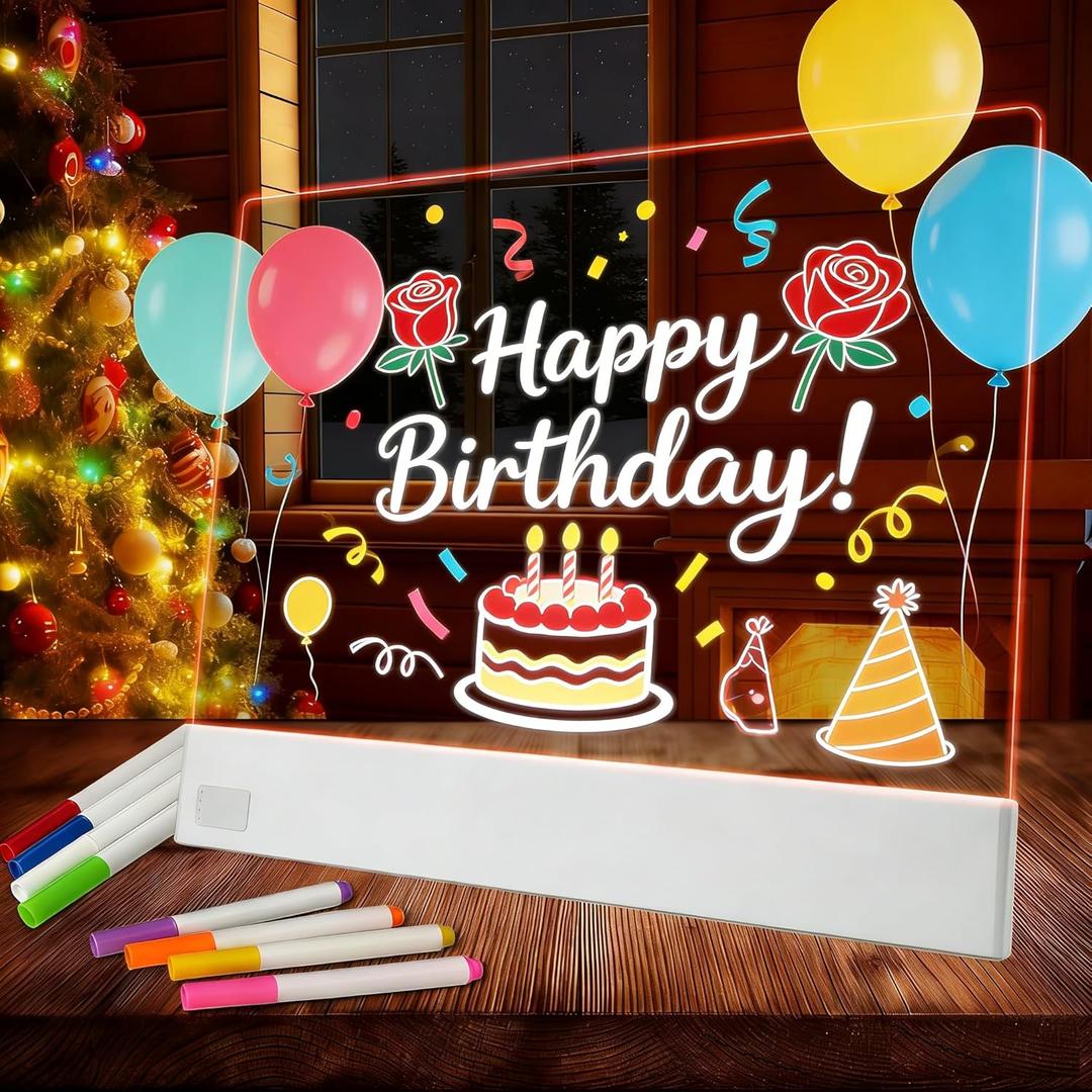 LED Note Board with 8 Highlighters, Lumiboard Led Drawing Board with 3 Modes & 5 Colors, Doodle Glow Drawing Tablet, Light Up Writing Pad, 13.18"X10", Valentines Day Gift