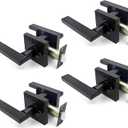 COIIOI Matte Black Door Handle Set - Bifold Door Hardware with Durable Lock - Ideal for Interior & Exterior Door Handle Needs (4, 9120BK-Matte Black)