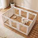 Soulbond Clear Acrylic Dog Playpen Indoor, Non-Slip,Tool-Free Assembly, External Door Lock Play Pen for Puppies and Small Dogs (24 Inch, White, 10 Panel)