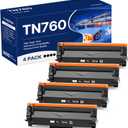 WOEBYAS Compatible TN760 Toner Cartridge Replacement for Brother TN760 TN730 with HLL2350DW HLL2370DW MFCL2750DW DCPL2550DW Printer (4 Black)