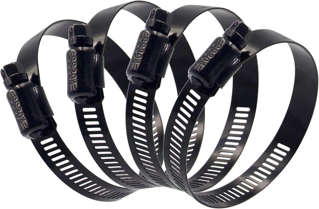 ISPINNER 1pcs 4 Inch Stainless Steel Adjustable 78-102mm Size Range Worm Gear Hose Clamp, Fuel Line Clamp for Plumbing, Automotive and Mechanical Application (Black)