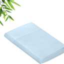 Royale Linens Bamboo Viscose Queen Flat Sheets Only - Cooling Sheets - Organic Viscose Derived from Bamboo - Queen Size Flat Sheet Only - Top Sheet - Breathable & Silky Bedding (Queen, Lake Blue)