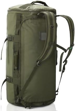 Haimont Large Duffle Bag Backpack for Men Women, 60L Convertible Travel Duffel Bags with Shoes Compartment, Carry on Durable Duffle for Sports Gym Hiking Camping, Water-resistant, Army Green