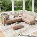 hyha Outdoor Couch Cushion Covers, Sectional Couch Sofa Covers Washable, Jacquard Diamond Lattice, Stretch Sofa Seat Cushion Cover for Indoor/Outdoor Patio Furniture (1 Piece for Small, Light Camel)