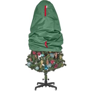 Upright Christmas Tree Storage Bag - Fits 4 Ft Artificial Xmas & Topiary Tree, Vertical Holiday Cover, Durable, Dustproof & Easy-Use Xmas Storage, Green