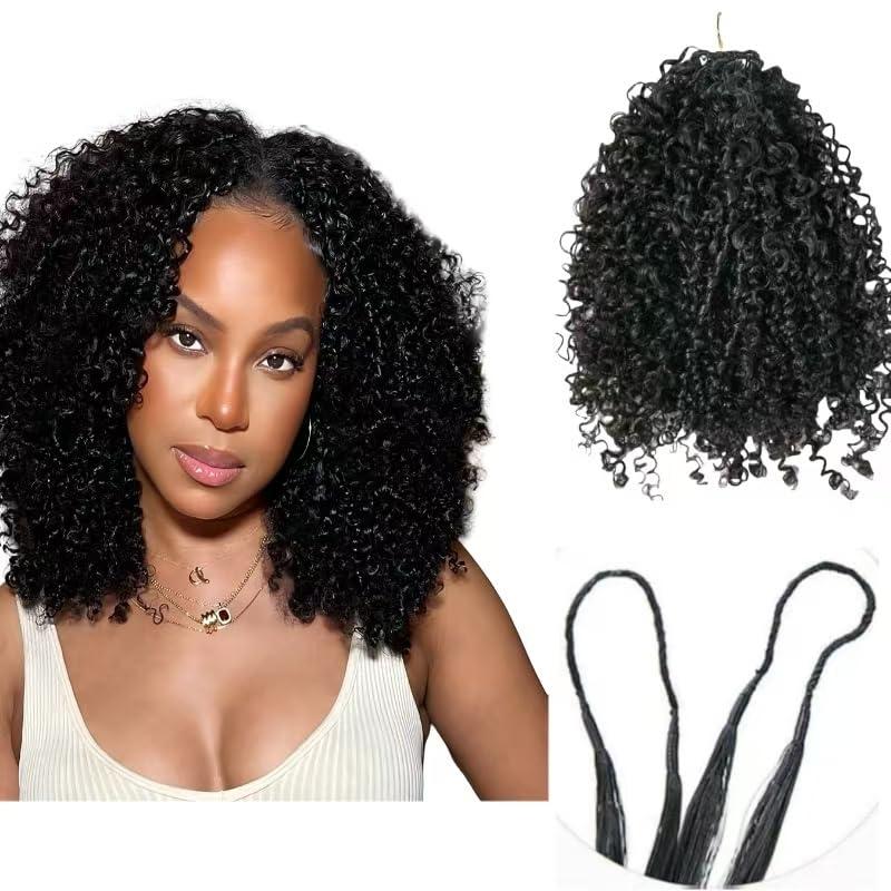 Knotless Pre Looped Crochet Human Hair Extensions Afro Kinky Curly Human Crochet Hair Pre Separated Knotless Crochet Human Hair 14inch 200strands 240g